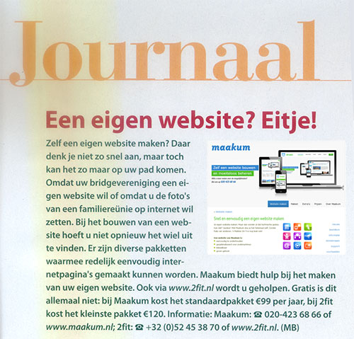 Artikel over Maakum websites in Plus magazine